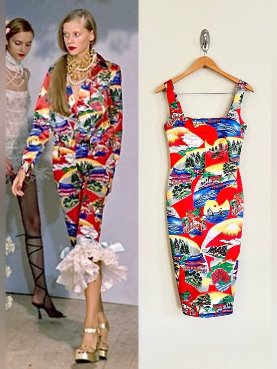 Dolce & Gabbana Dresses & Skirts - Vintage DOLCE & GABBANA S/S 2000 Japanese Scenes Printed Satin Slip Dress in Red